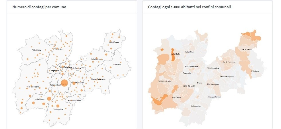 Coronavirus in Trentino, dagli 8 positivi di Ala ai 2 casi di Folgaria
